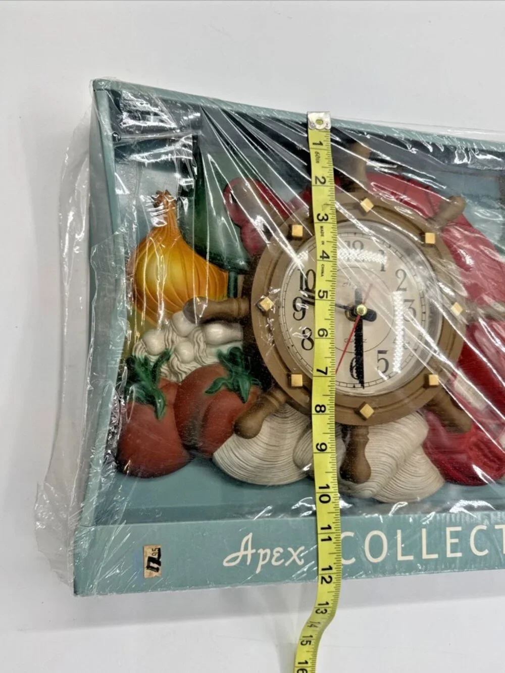 Vintage Lobster Seafood Ship Captains Wheel Kitchen Clock Nautical Retro NEW
